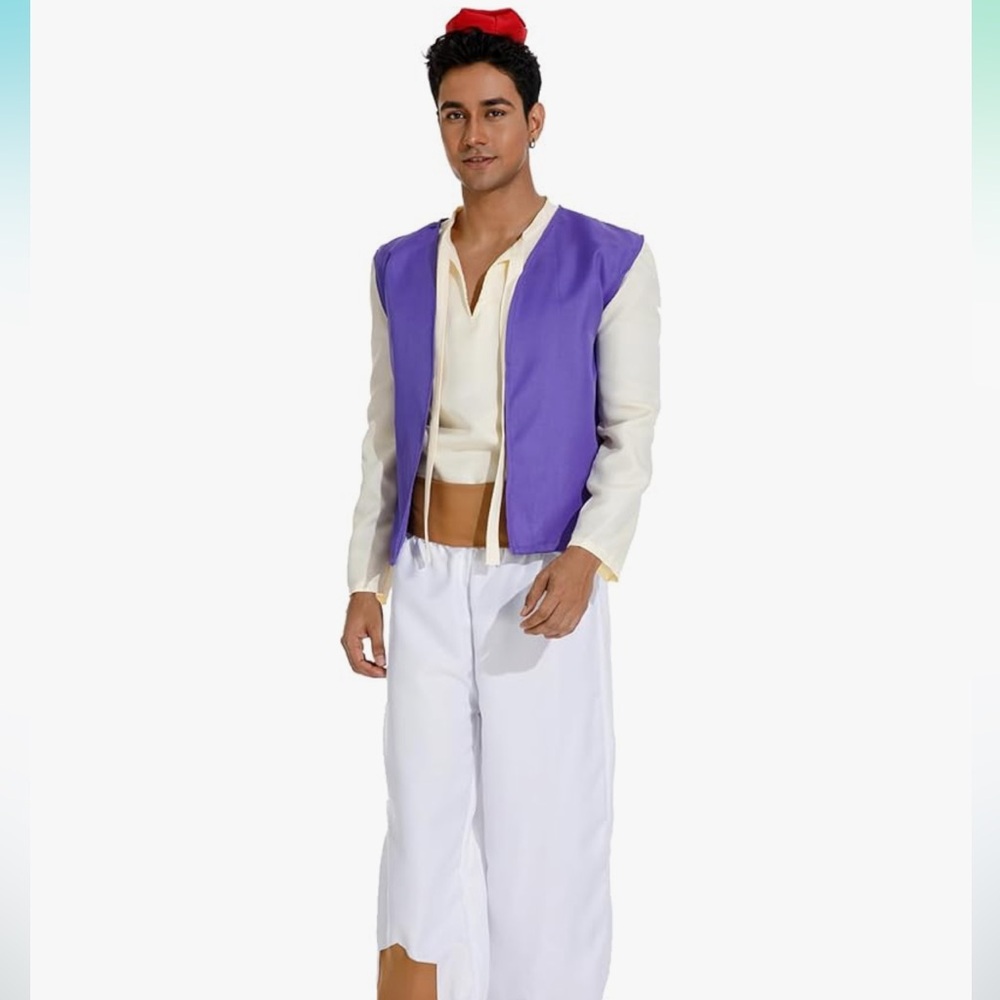 Aladdin Men's Purple and White Costume Vest
